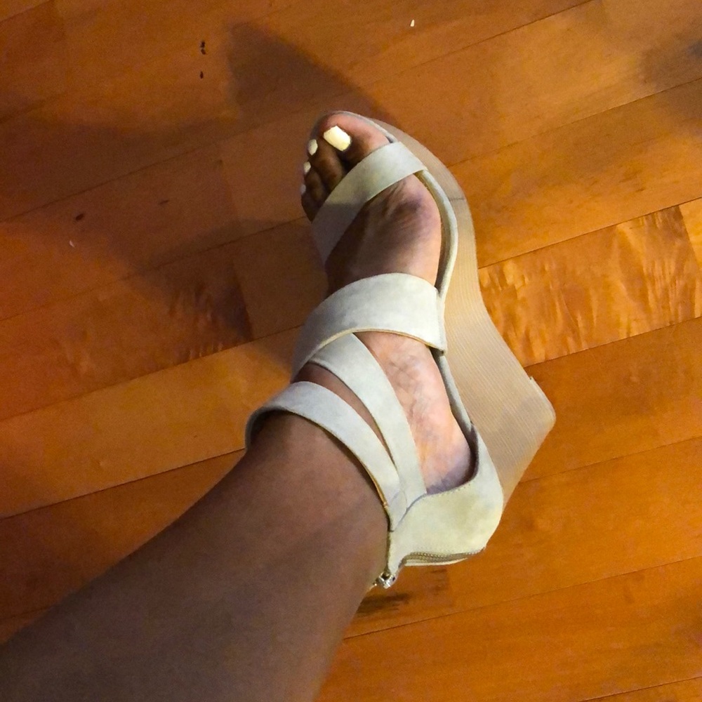 Grayish/Tanish wedges *NEVER BEFORE WORN* SIZE 13
